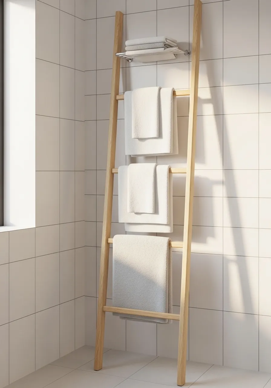 Ladder Towel Rack Corner Setup