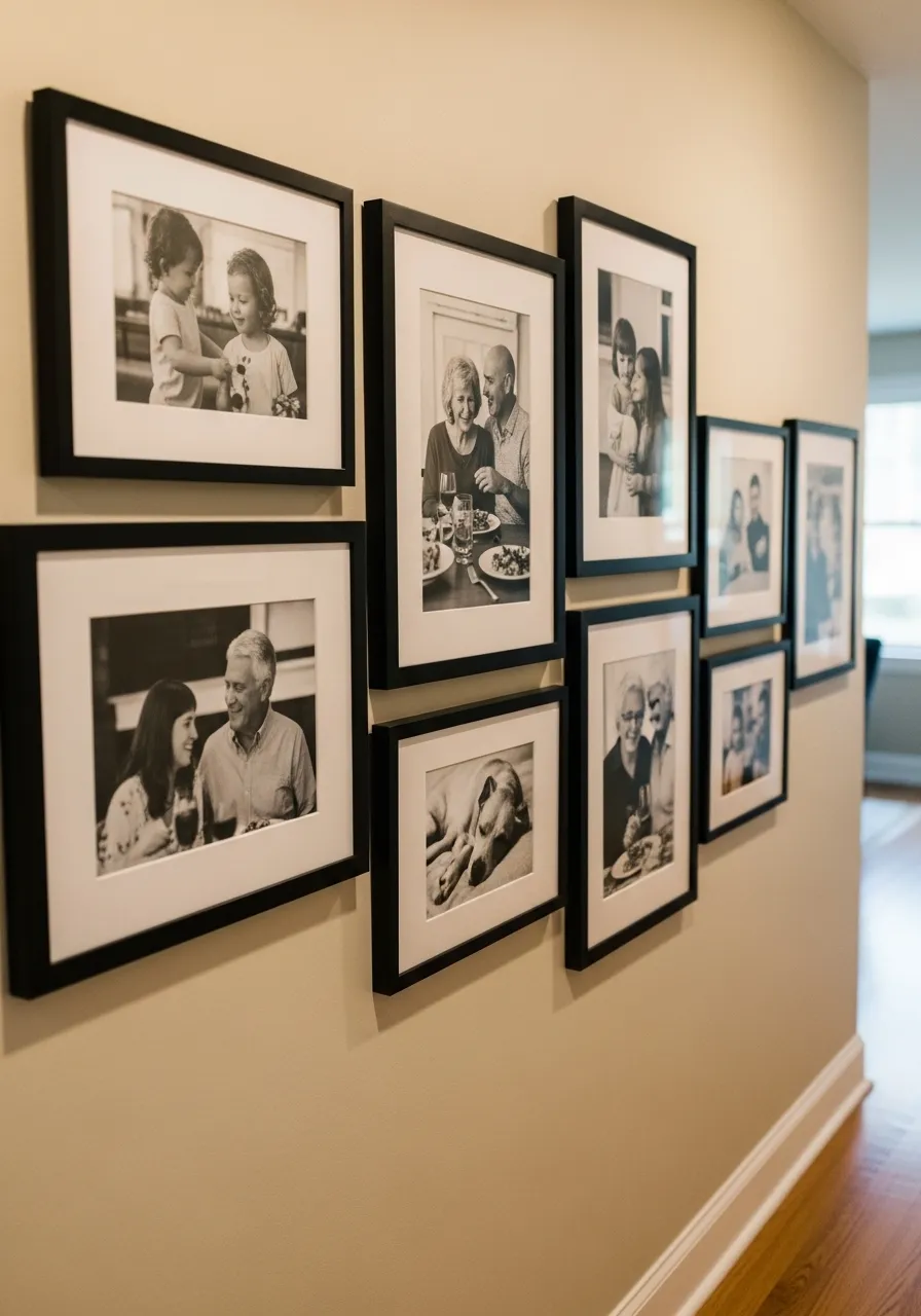 The Family Photo Black-and-White Story Wall