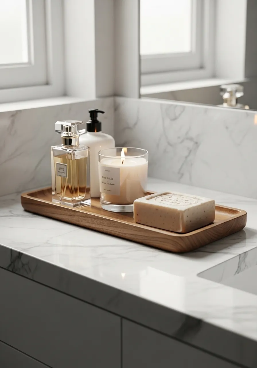 Bathroom Tray Organization on Counter