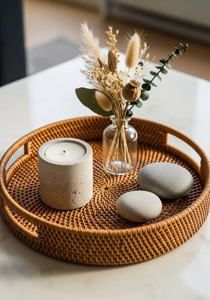 Add a beautiful tray in coffee table