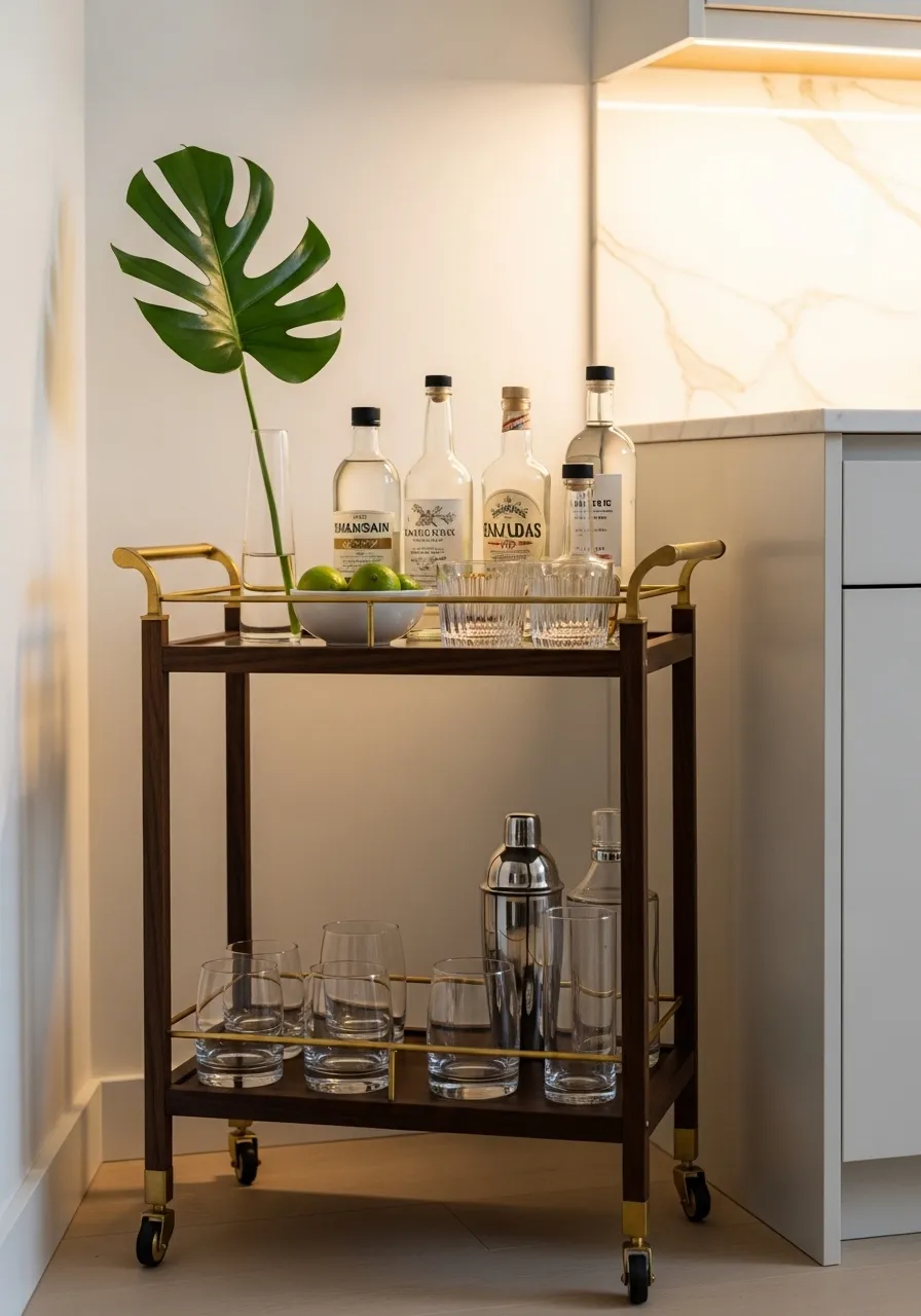 Compact Bar Cart Corner