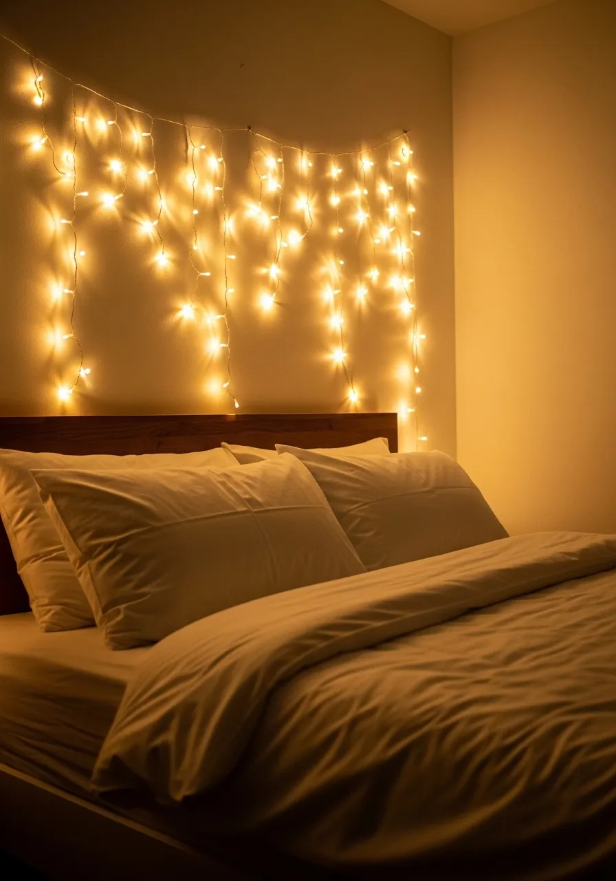 Warm Fairy Lights Along Walls