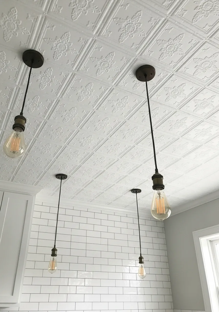 Add a Faux Tin Ceiling with Peel-and-Stick Tiles