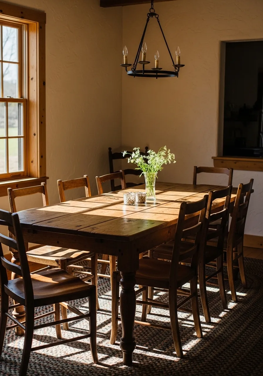 Wooden Rustic Farmhouse Table