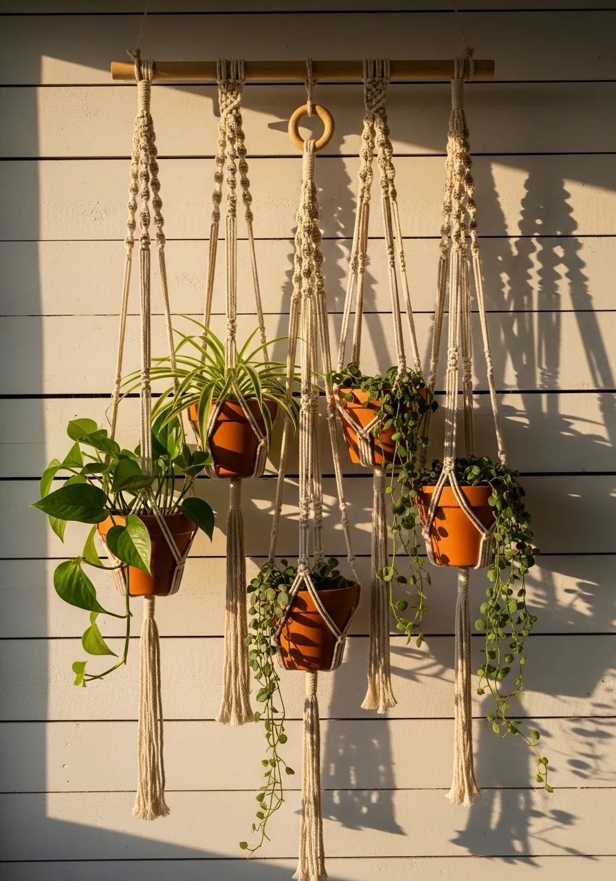 Macramé Plant Hanger Wall Cluster