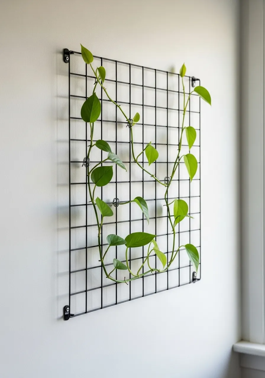 Grid Wire Trellis with Climbing Vines