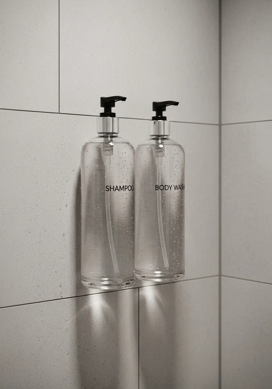 Glass Shower Bottles for Clean Look