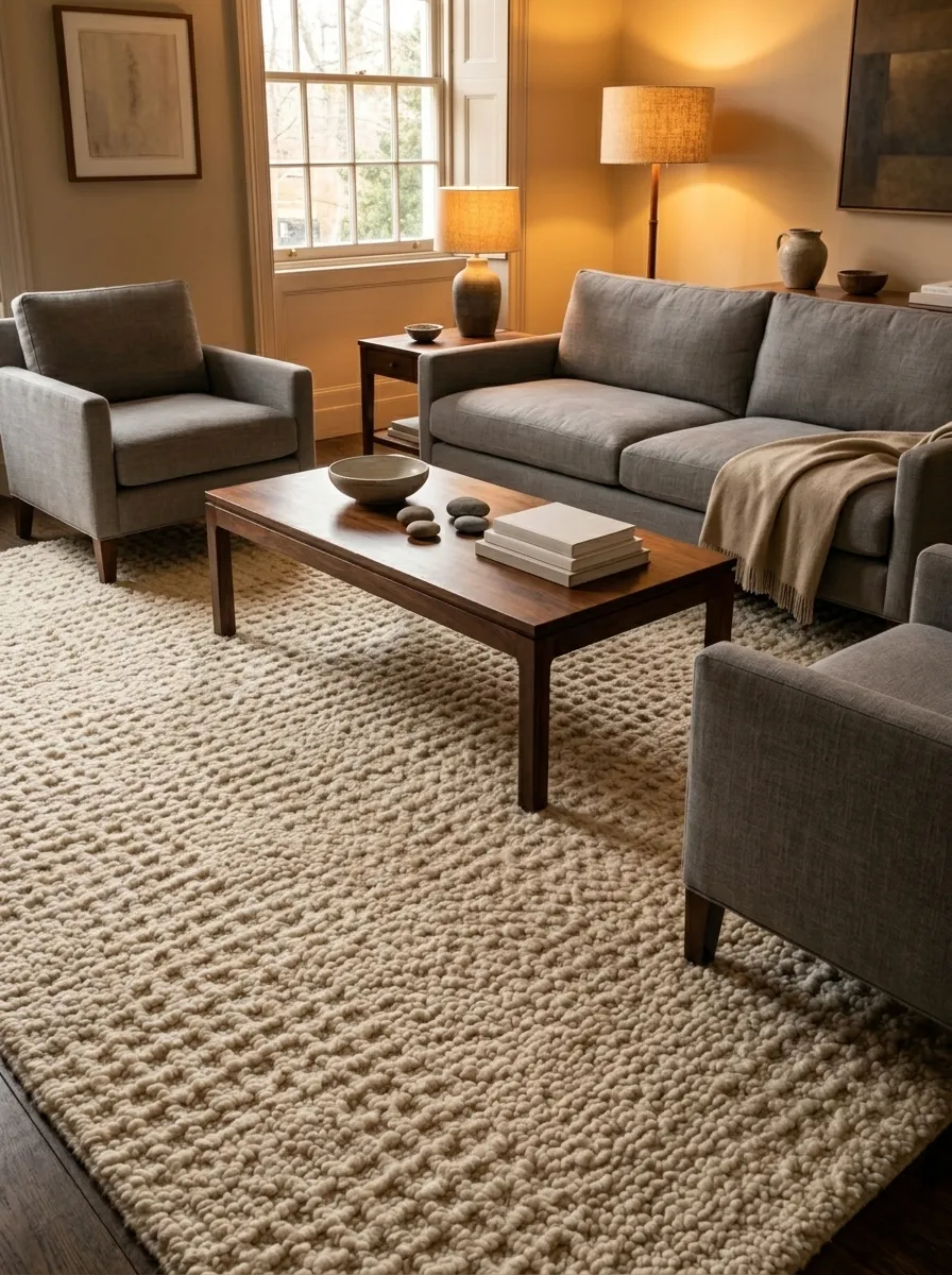 Add a Plush Area Rug That Goes Under the Furniture
