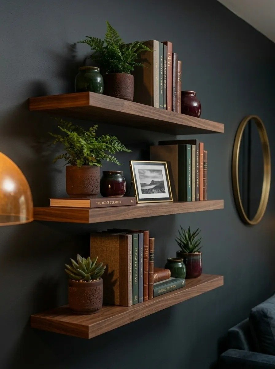 Mount Dark Wood Floating Shelves