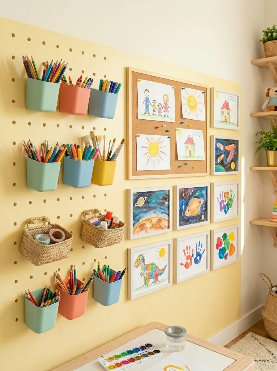 Gallery Wall of Kid's Artwork