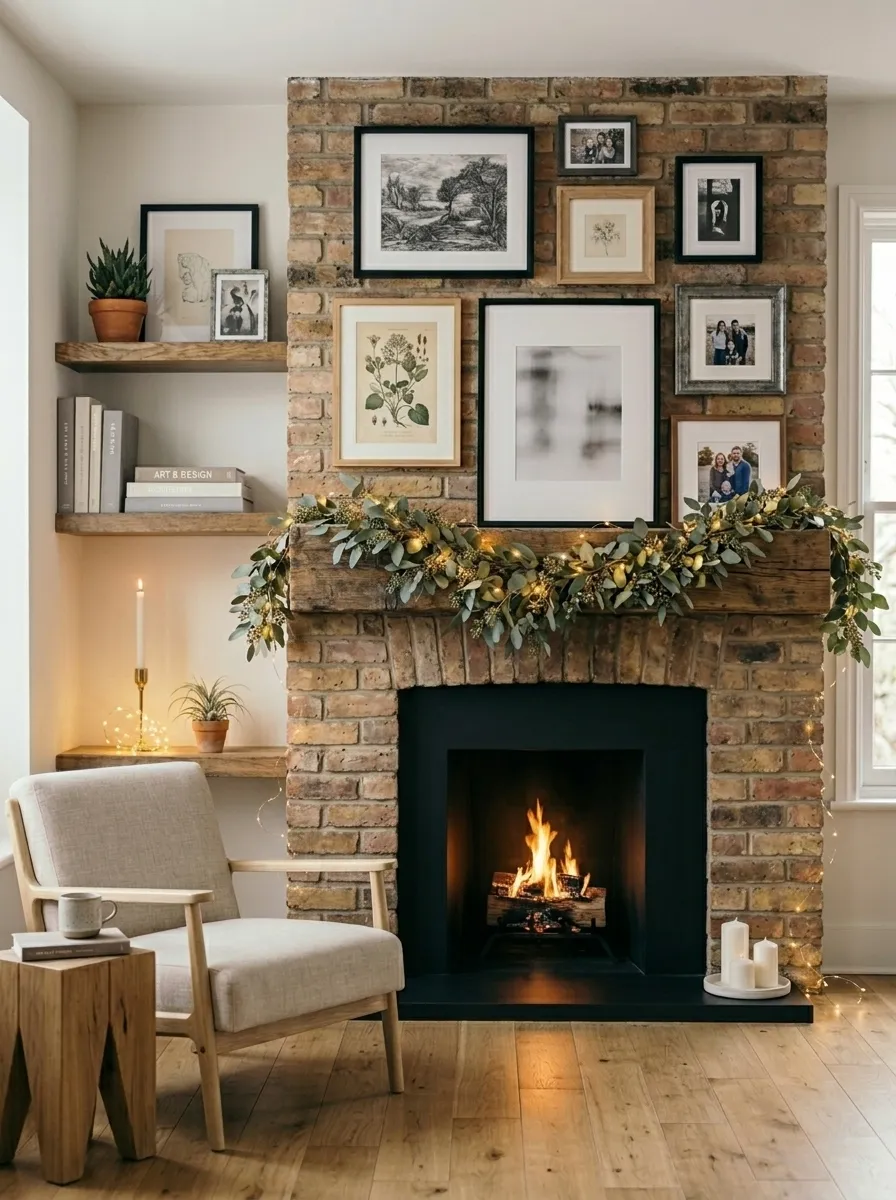 Gallery Wall Surrounding the Fireplace