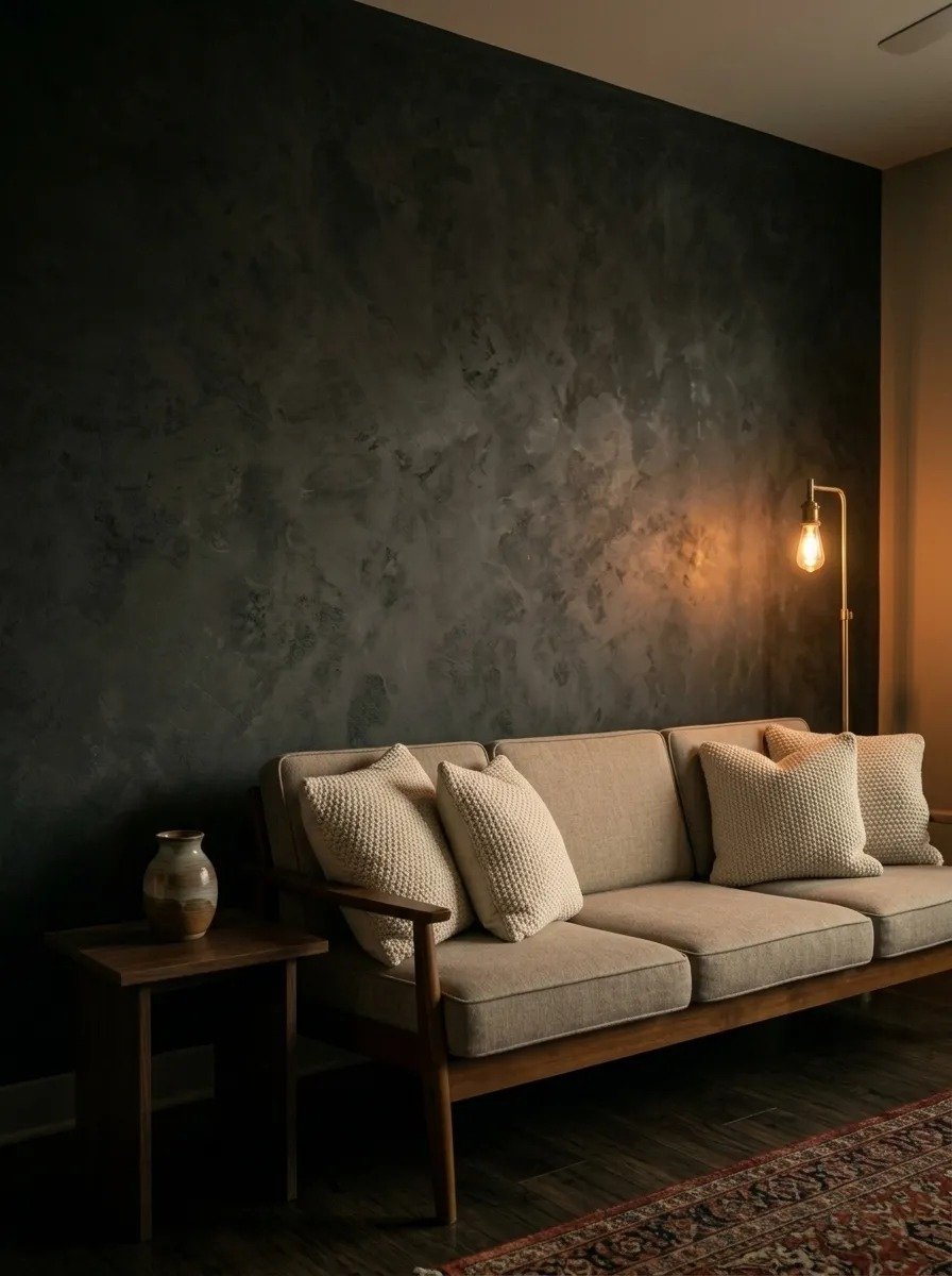 Add a Dark Accent Wall with Textured Paint