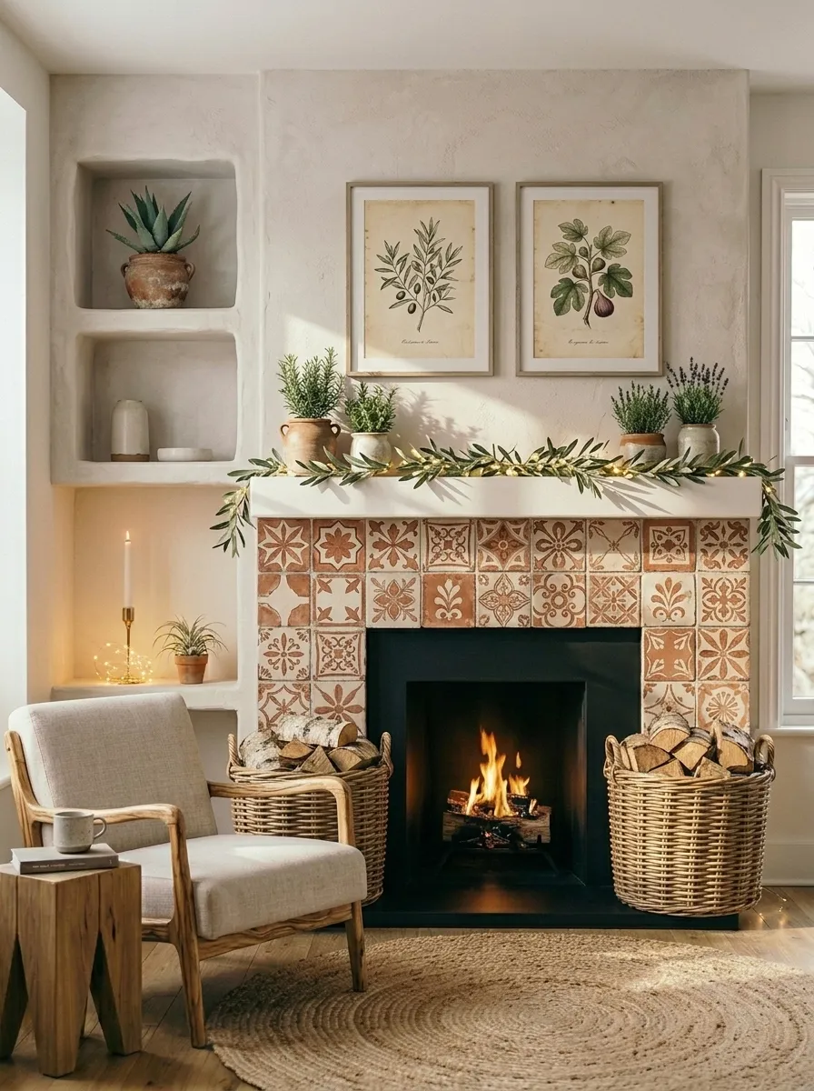 Decorative Tile Surround Around the Firebox