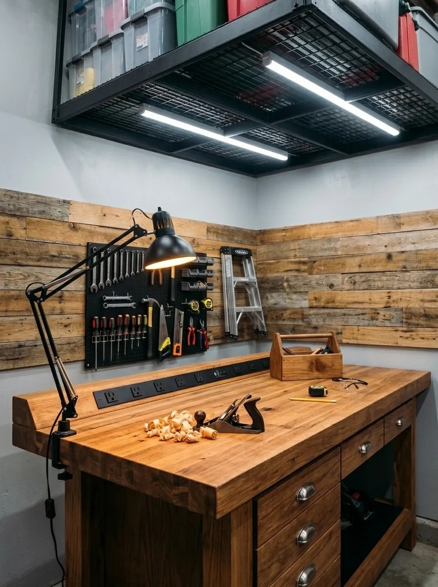 Workbench with Built-in Power Strip