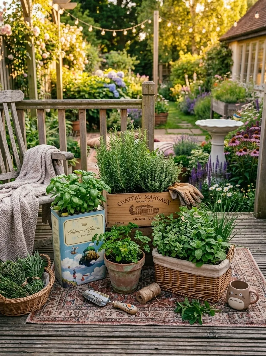 Create an Herb Garden in Repurposed Containers