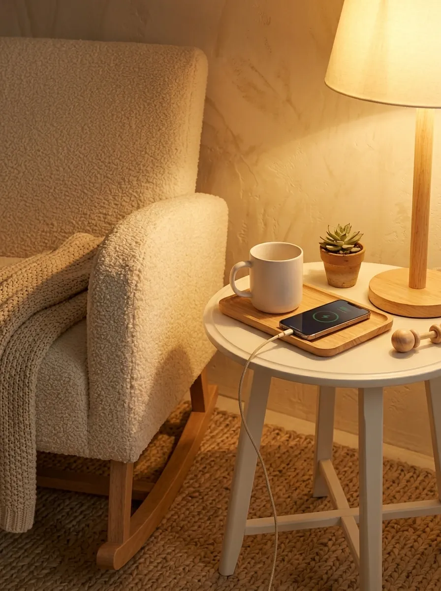 Add a Small Side Table Beside the Feeding Chair