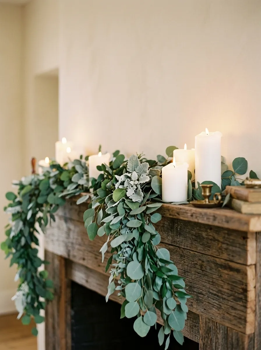 Eucalyptus Garland Along the Mantel