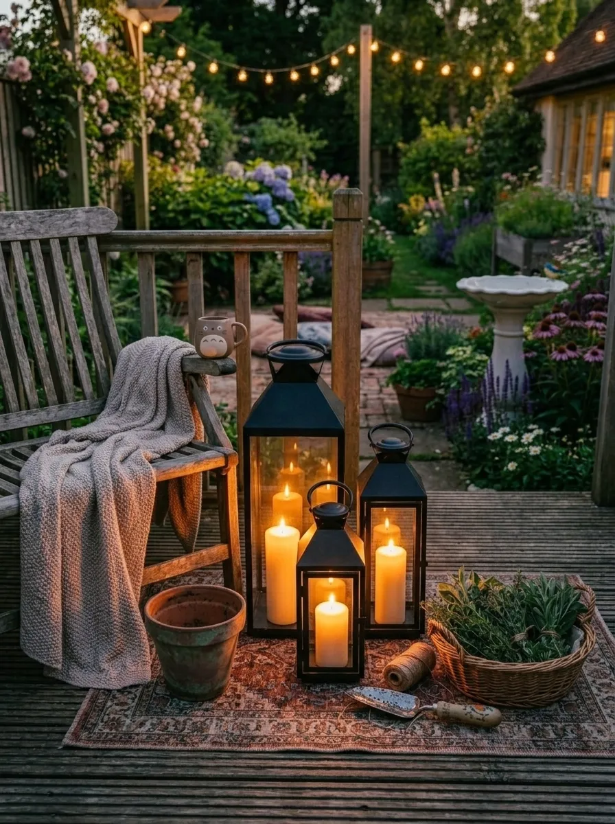 Define Zones with Outdoor Lanterns and Candles