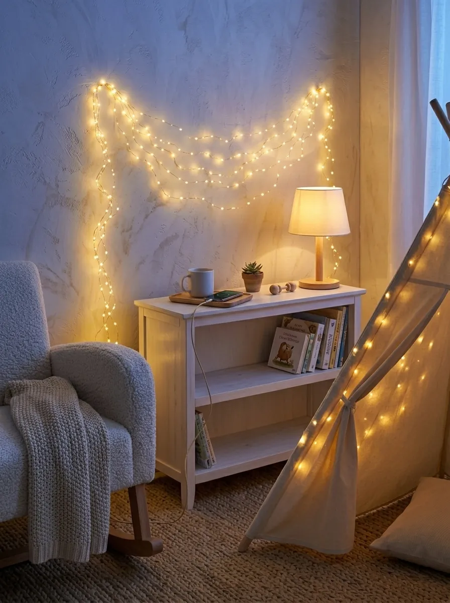 Hang Sheer Fairy Lights for Gentle Ambiance