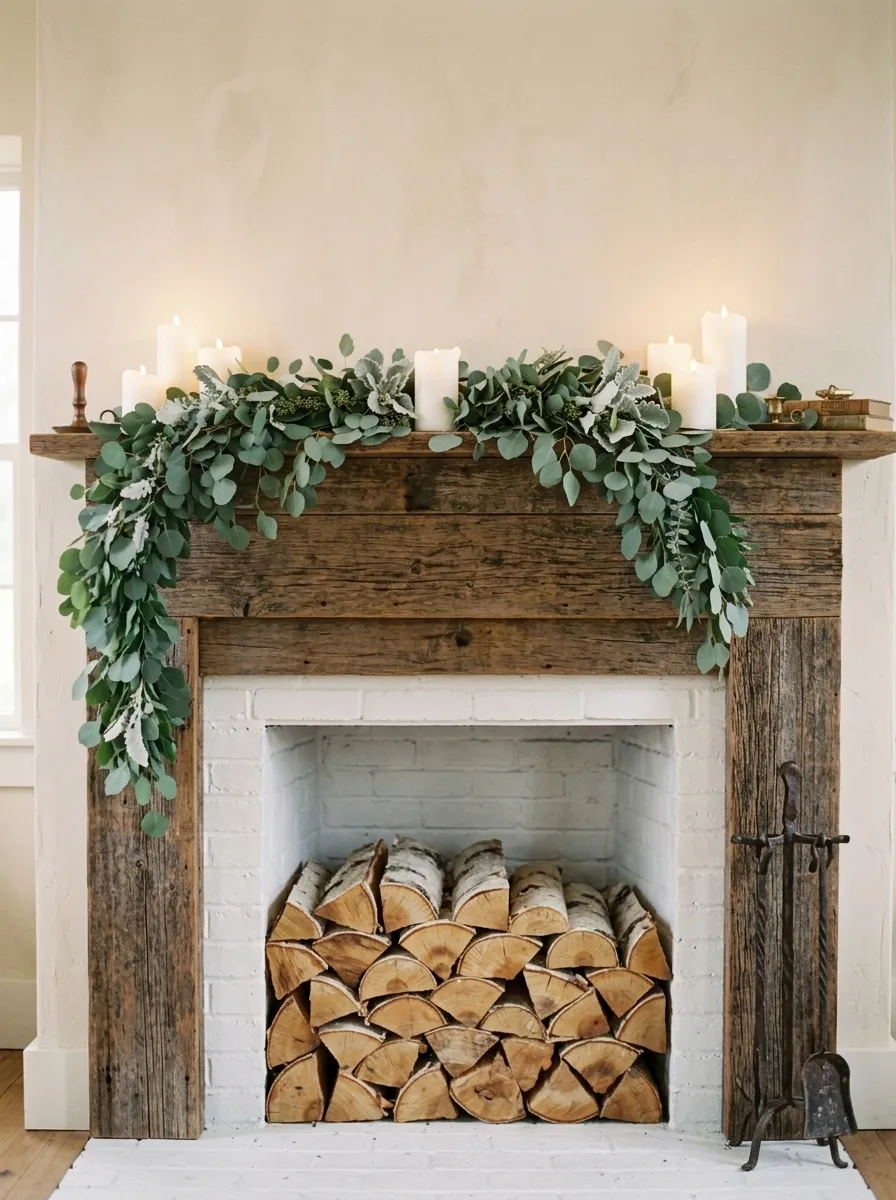 Stacked Firewood Display Inside the Firebox