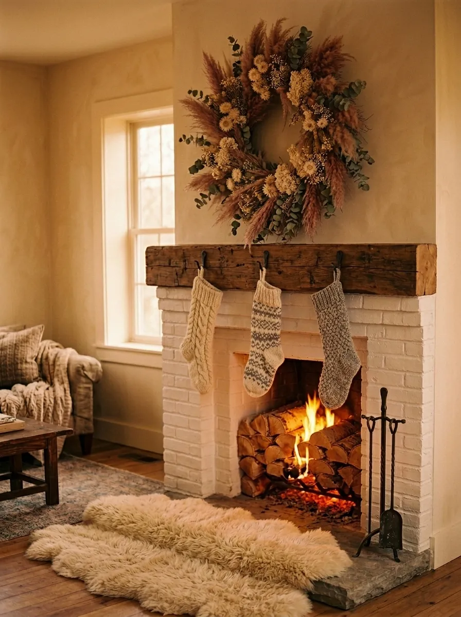 Textured Knit Stockings and Fabric Accents
