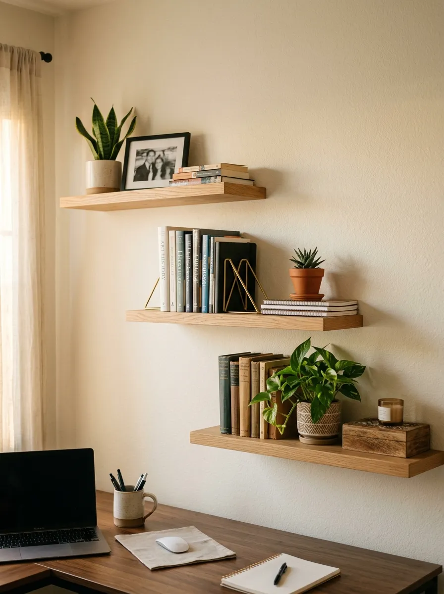 Add Floating Shelves for Accessible Book Storage