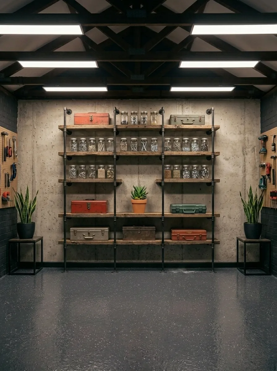 Industrial Pipe Shelving for a Raw Modern Look