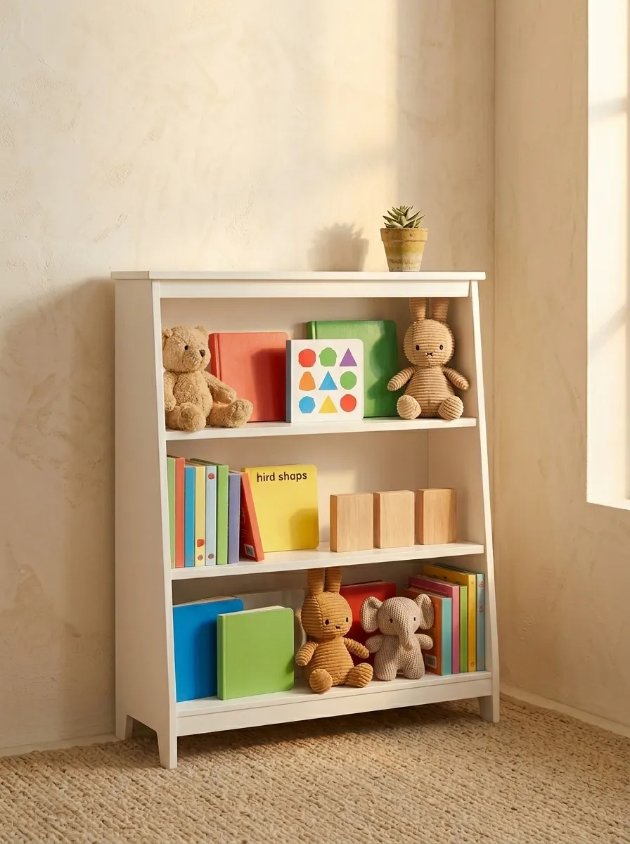 Add a Wooden Bookshelf for Baby's First Library