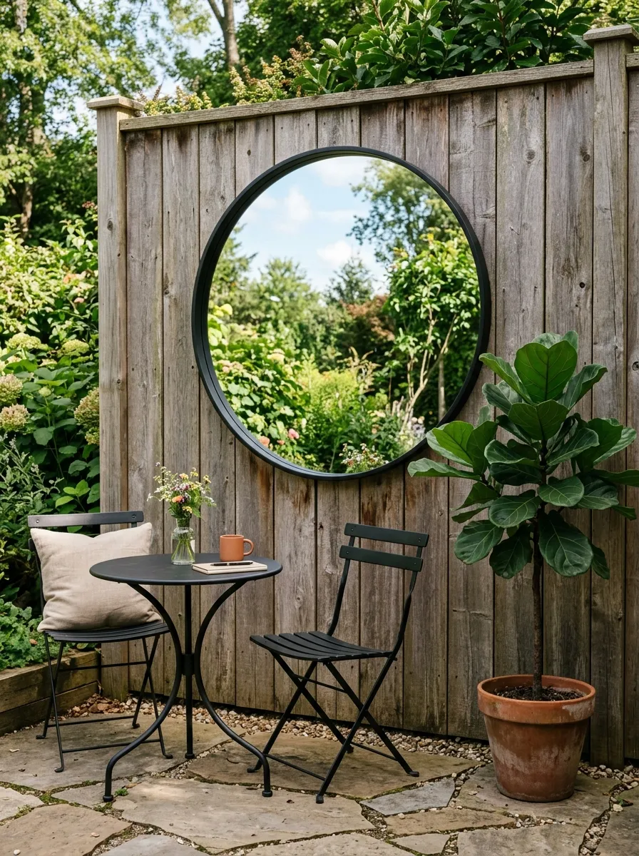 Add a Bold Outdoor Mirror to Open the Space