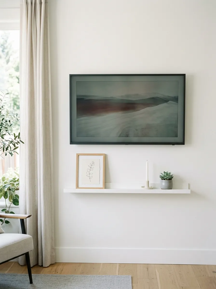 Add a Thin Ledge Below the TV for Rotating Decor