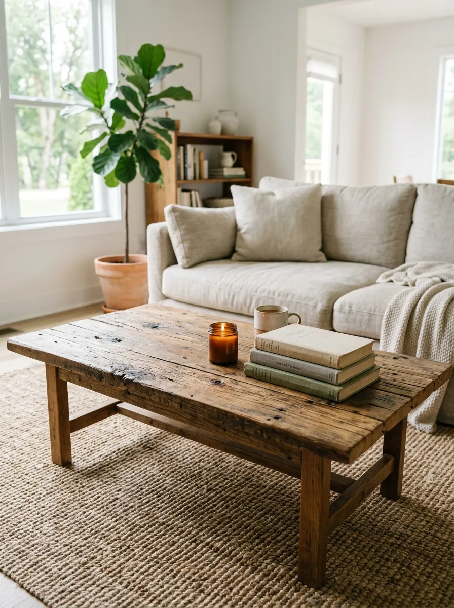 Bring In a Reclaimed Wood Coffee Table