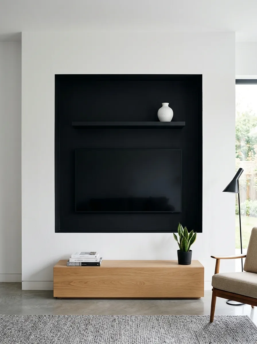 Create a Minimalist TV Nook with Dark Paint
