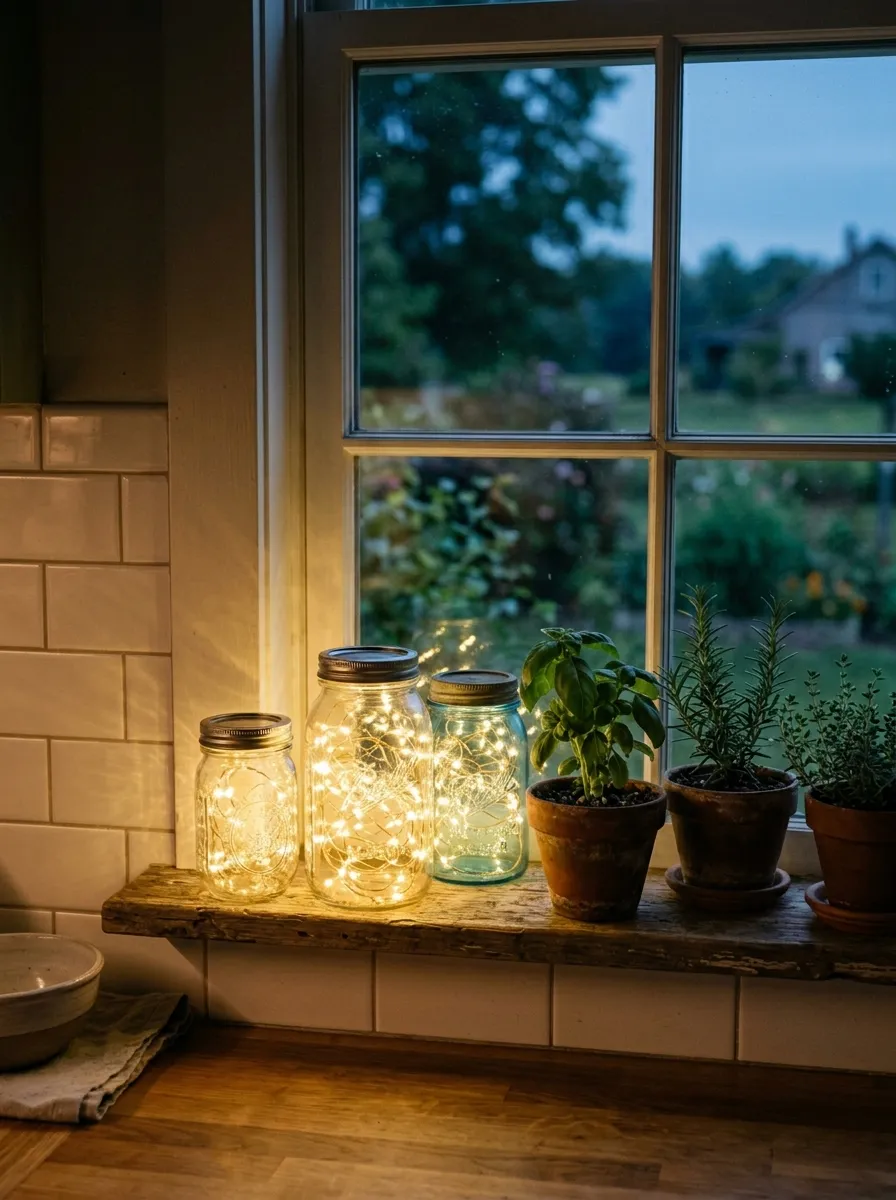 Fairy Lights Inside Glass Jars
