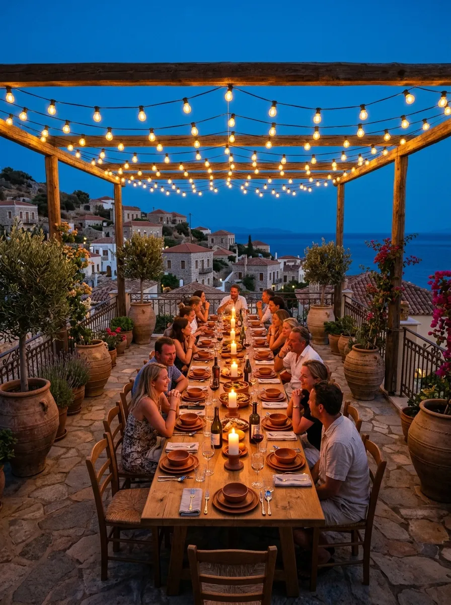 Festoon Lights on an Outdoor Terrace