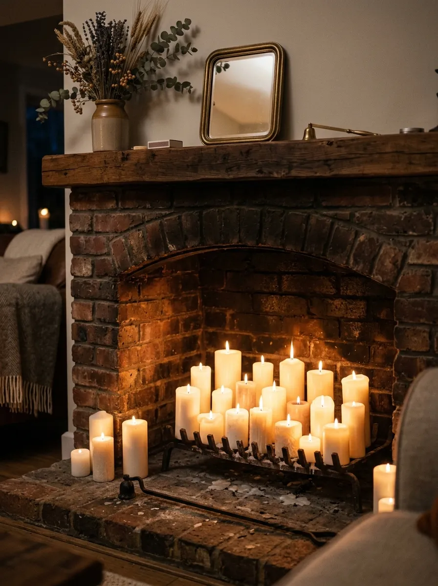 Fireplace Candle Display