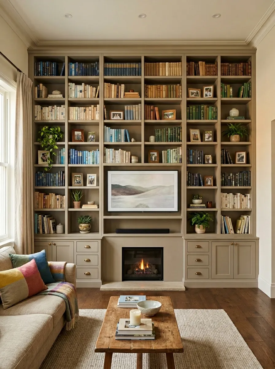 Mount the TV Inside a Built-In Bookcase