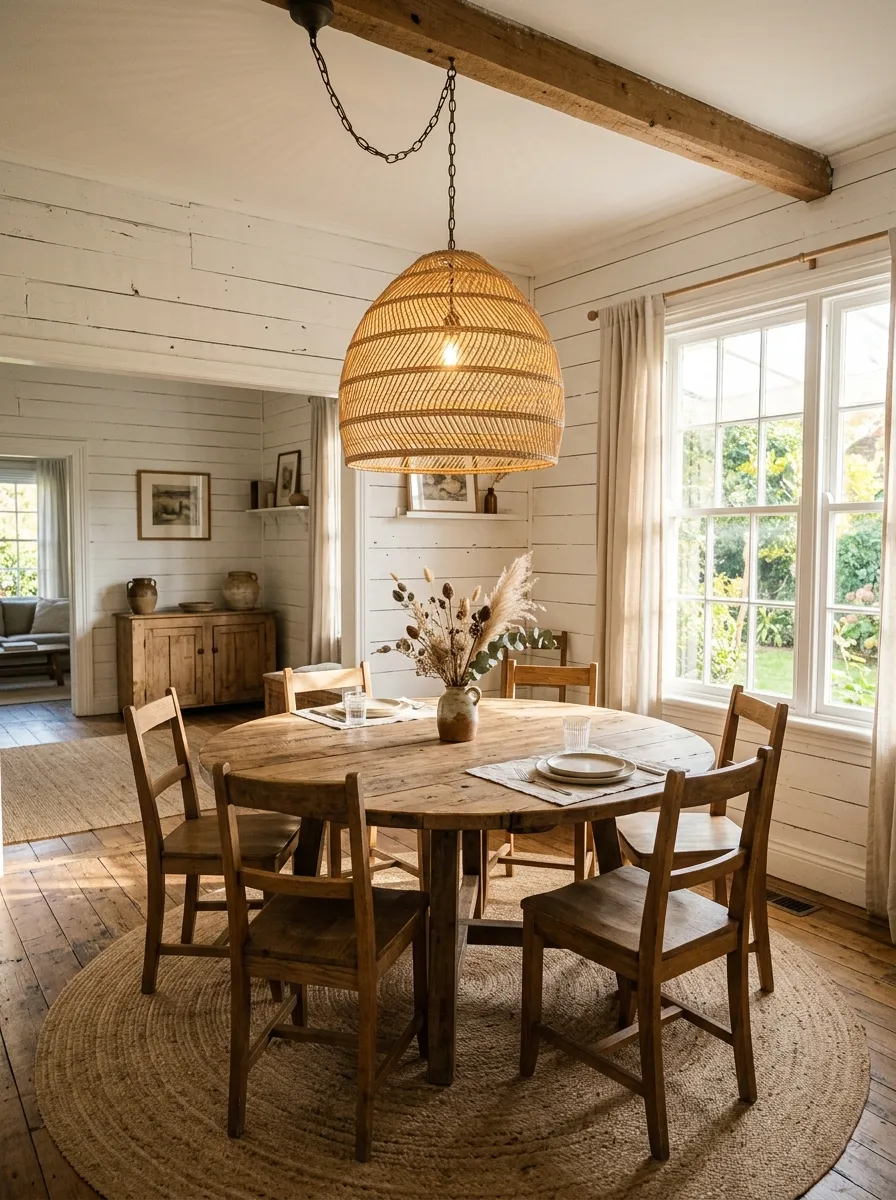Replace a Standard Light Fixture with a Wooden or Rattan Pendant