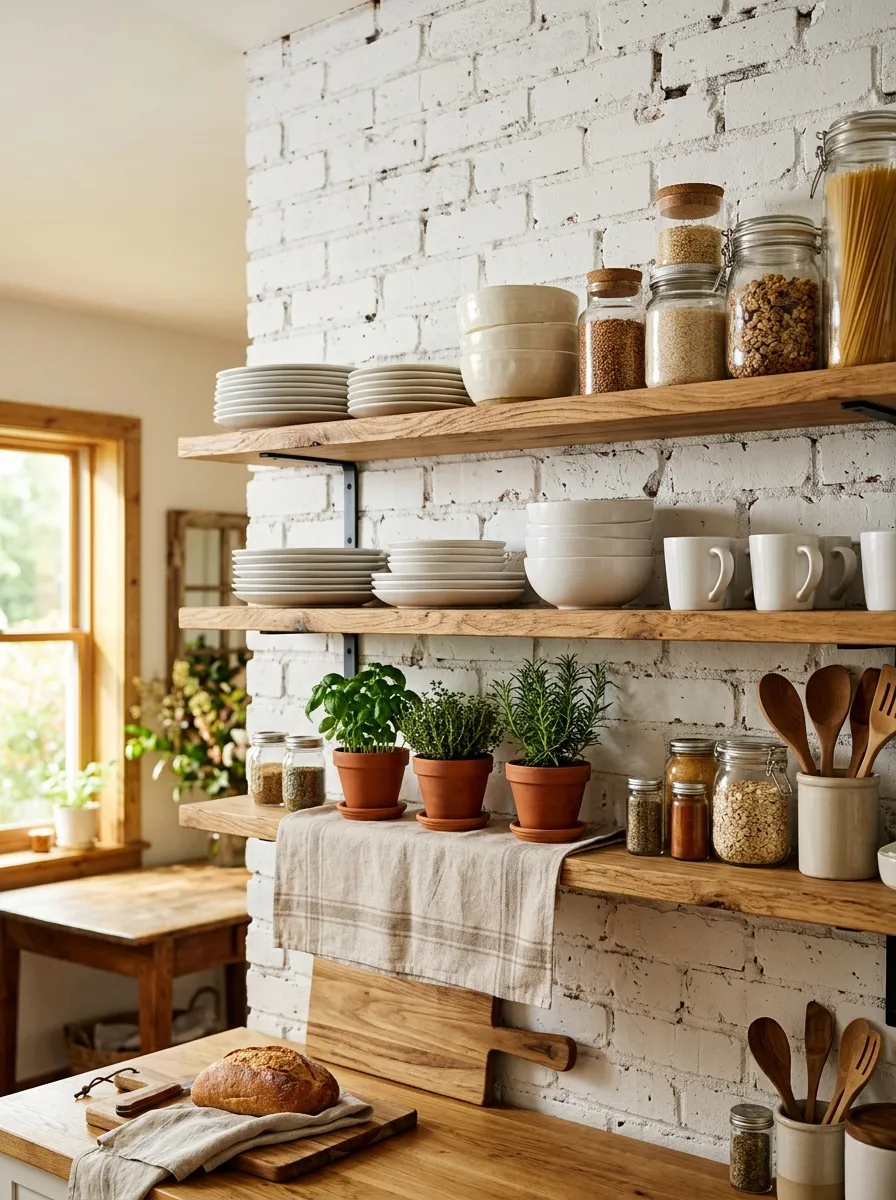 Style Open Shelves with Simple, Practical Items