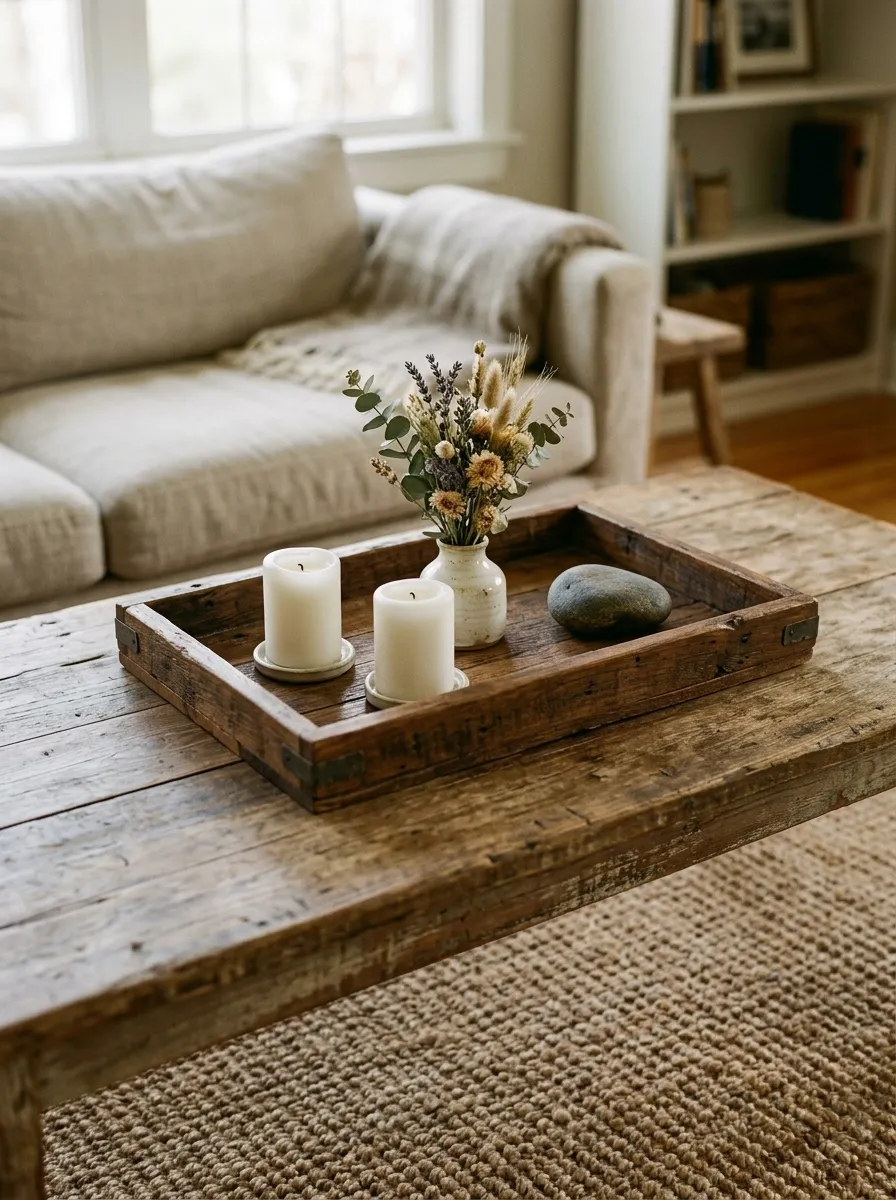 Style a Wooden Tray on Your Coffee Table