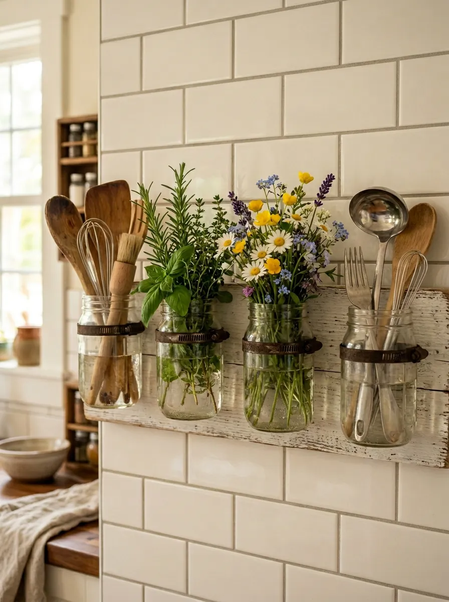 Use Mason Jars as Organizers and Vases