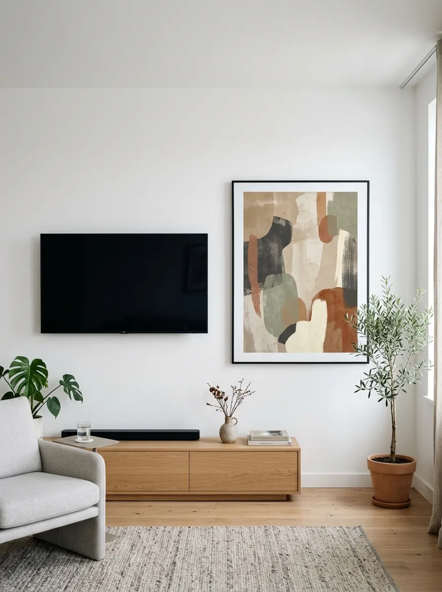 Use a Large Piece of Art Behind or Beside the TV
