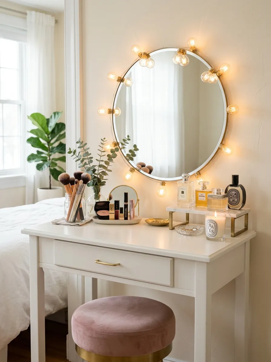 Vanity Corner with Mirror and Lights