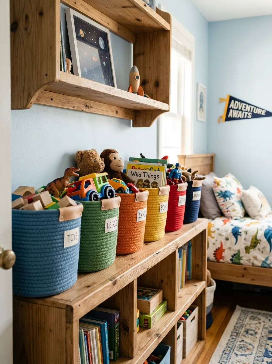 Add Colorful Storage Bins