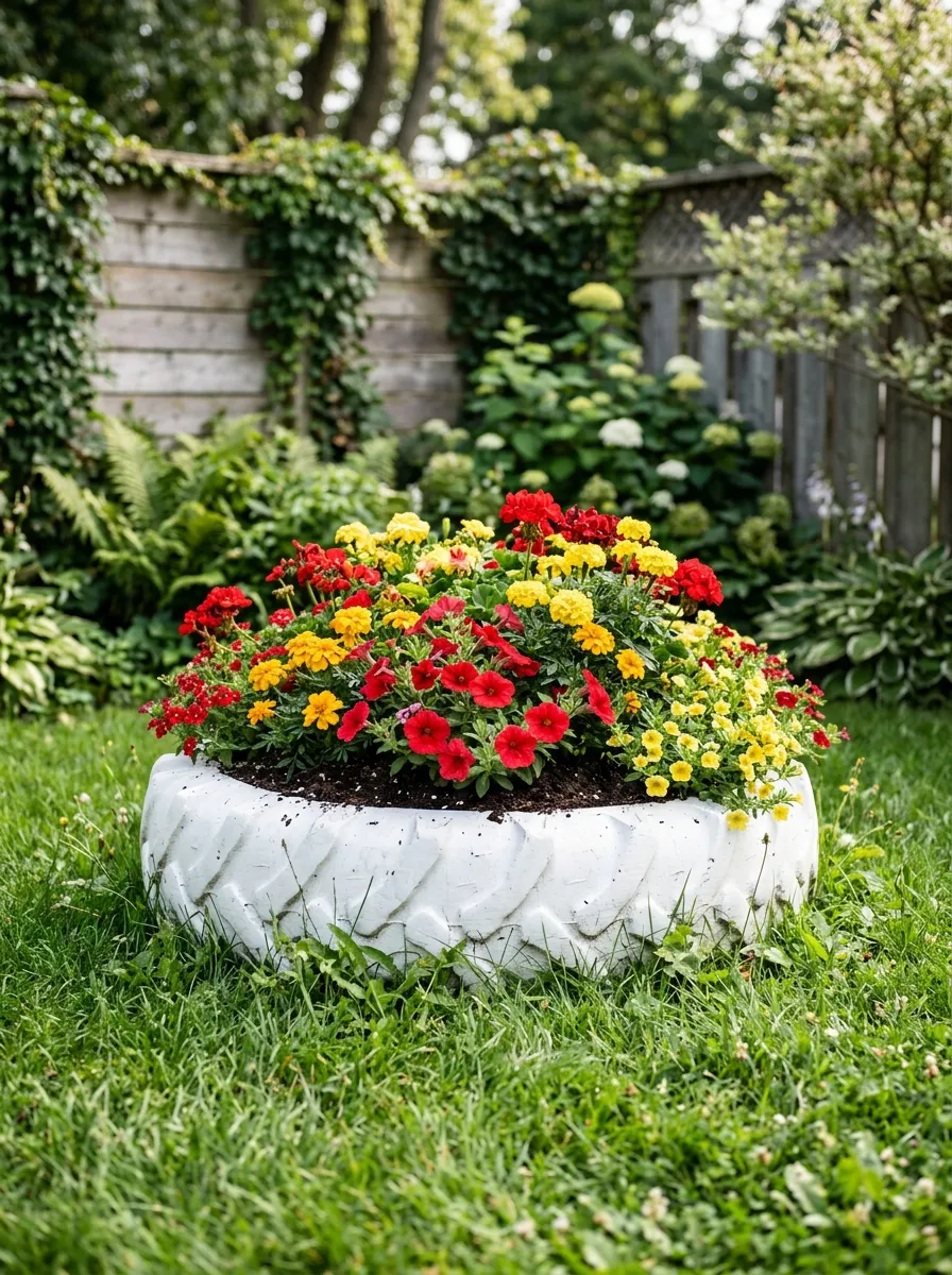 Old Tire Flower Planters