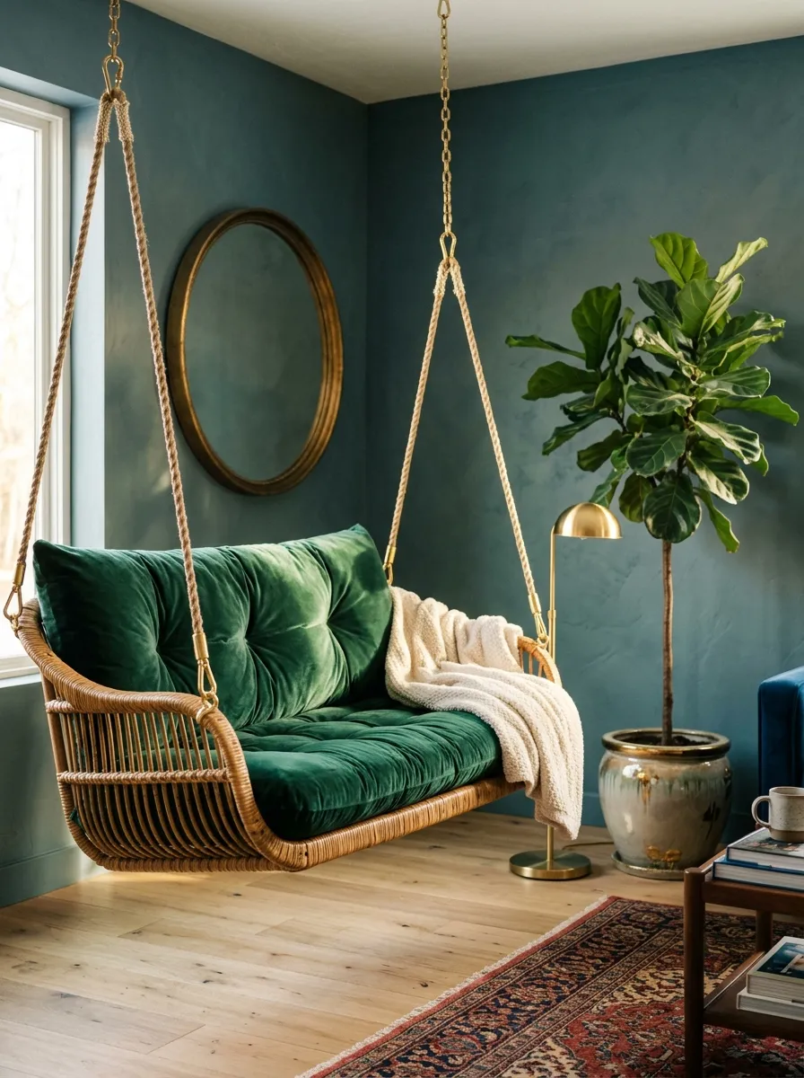Velvet Cushioned Swing for a Glam Look
