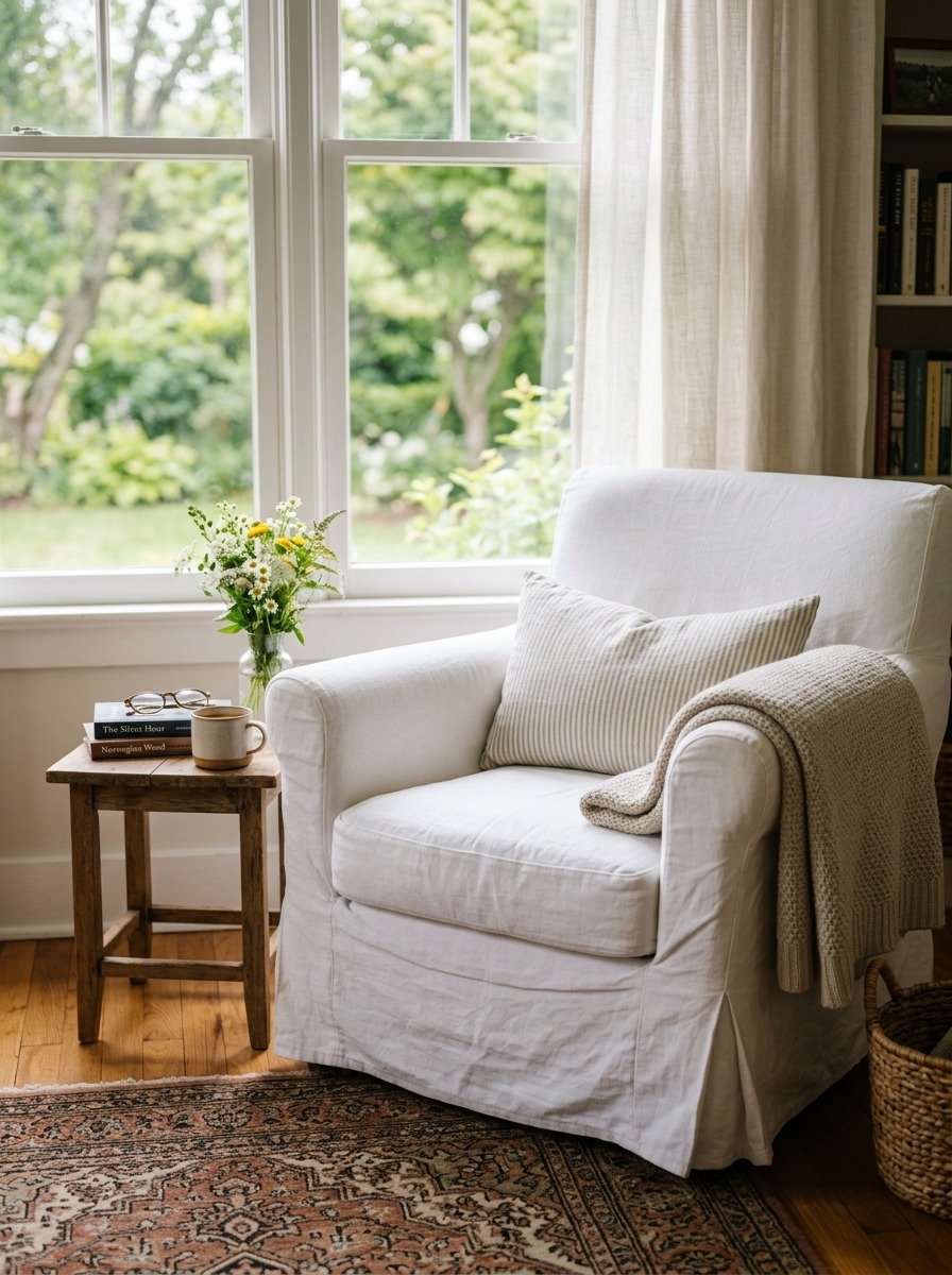 Add a White Slipcover to Old Furniture