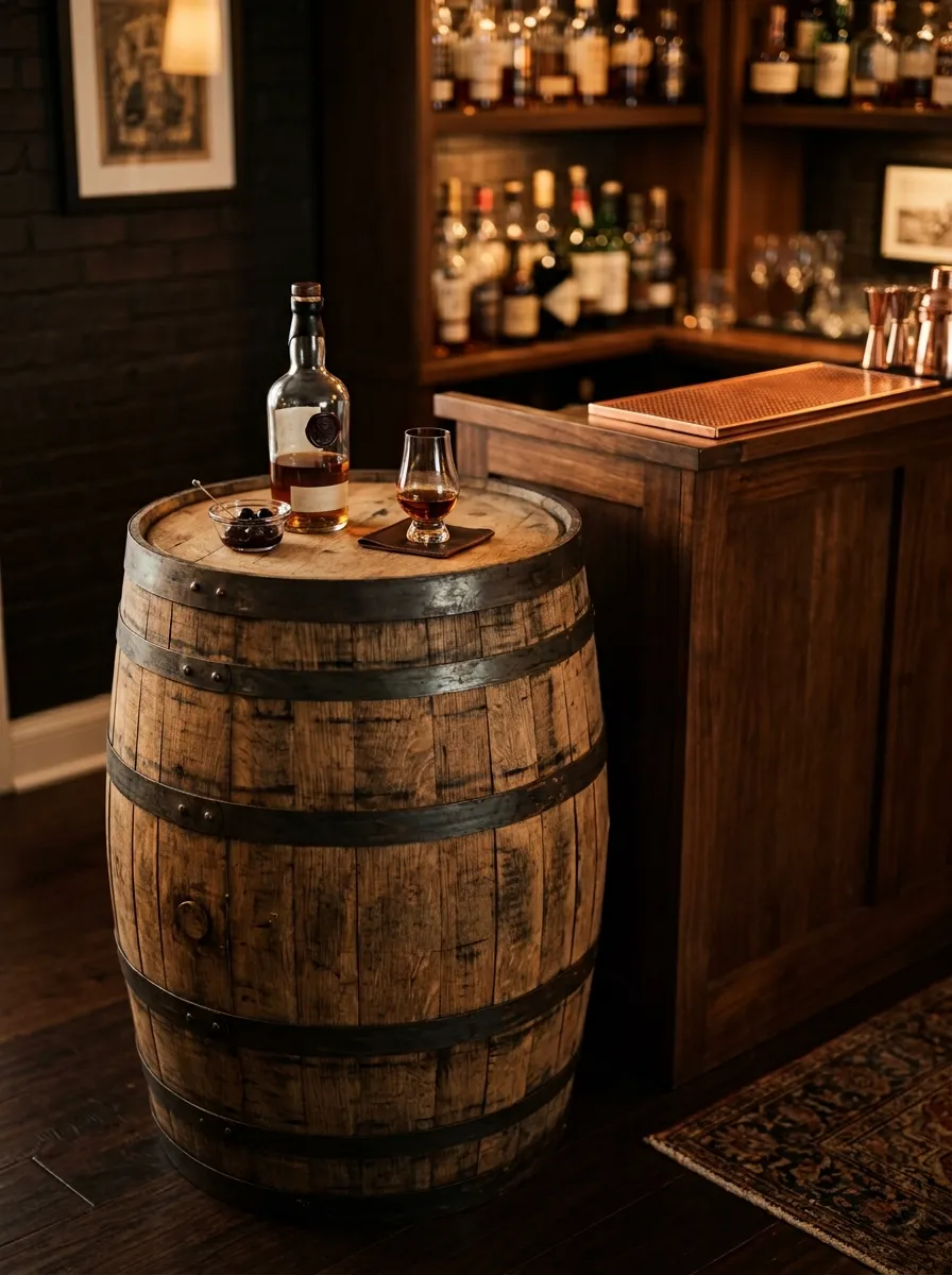 Whiskey Barrel Table