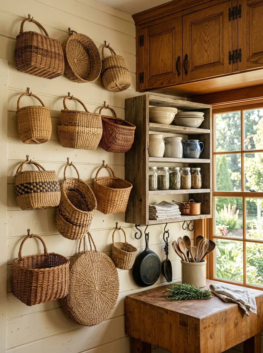Farmhouse Kitchen Basket Wall