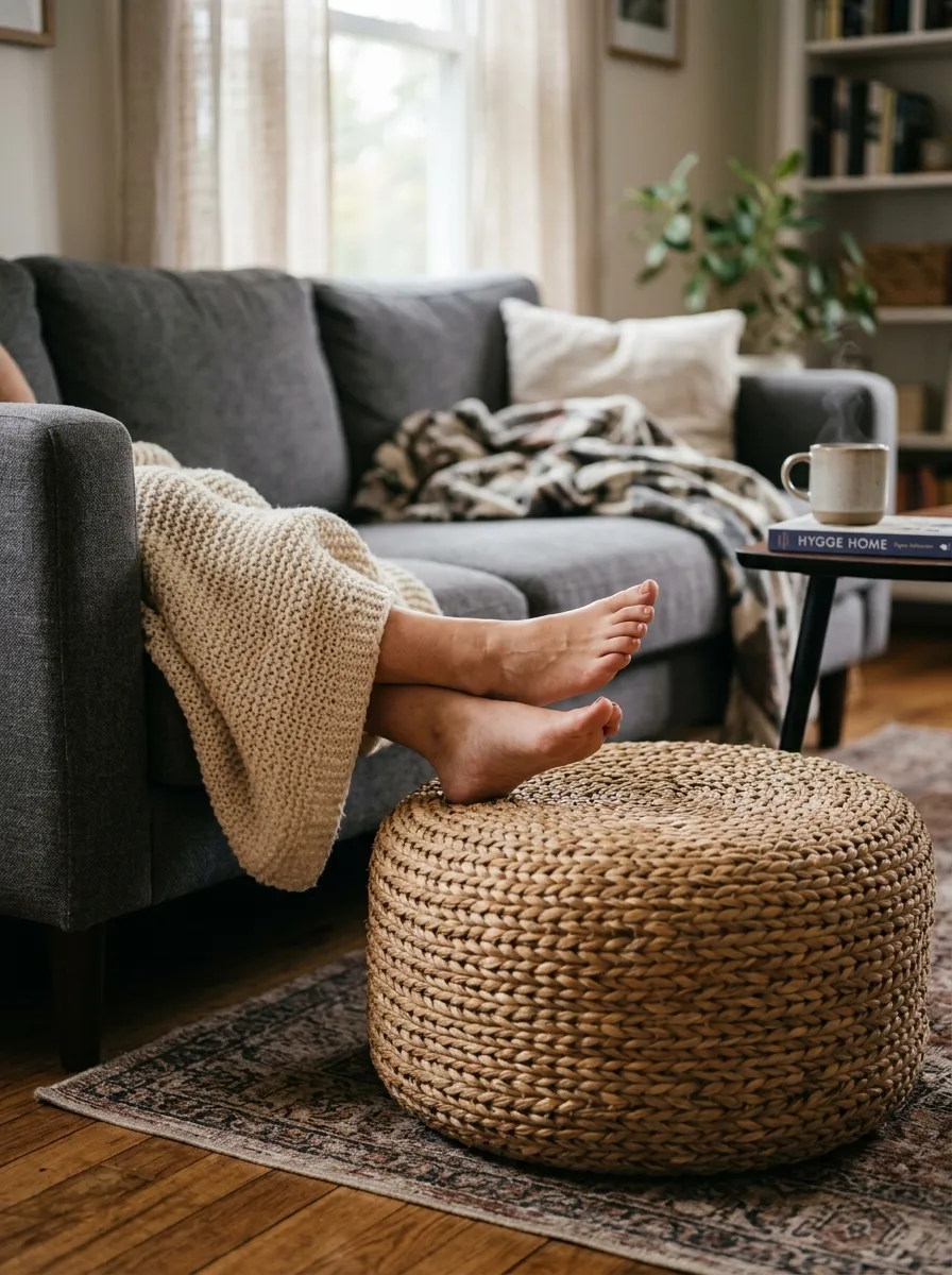 Use a Bench or Ottoman as a Footrest