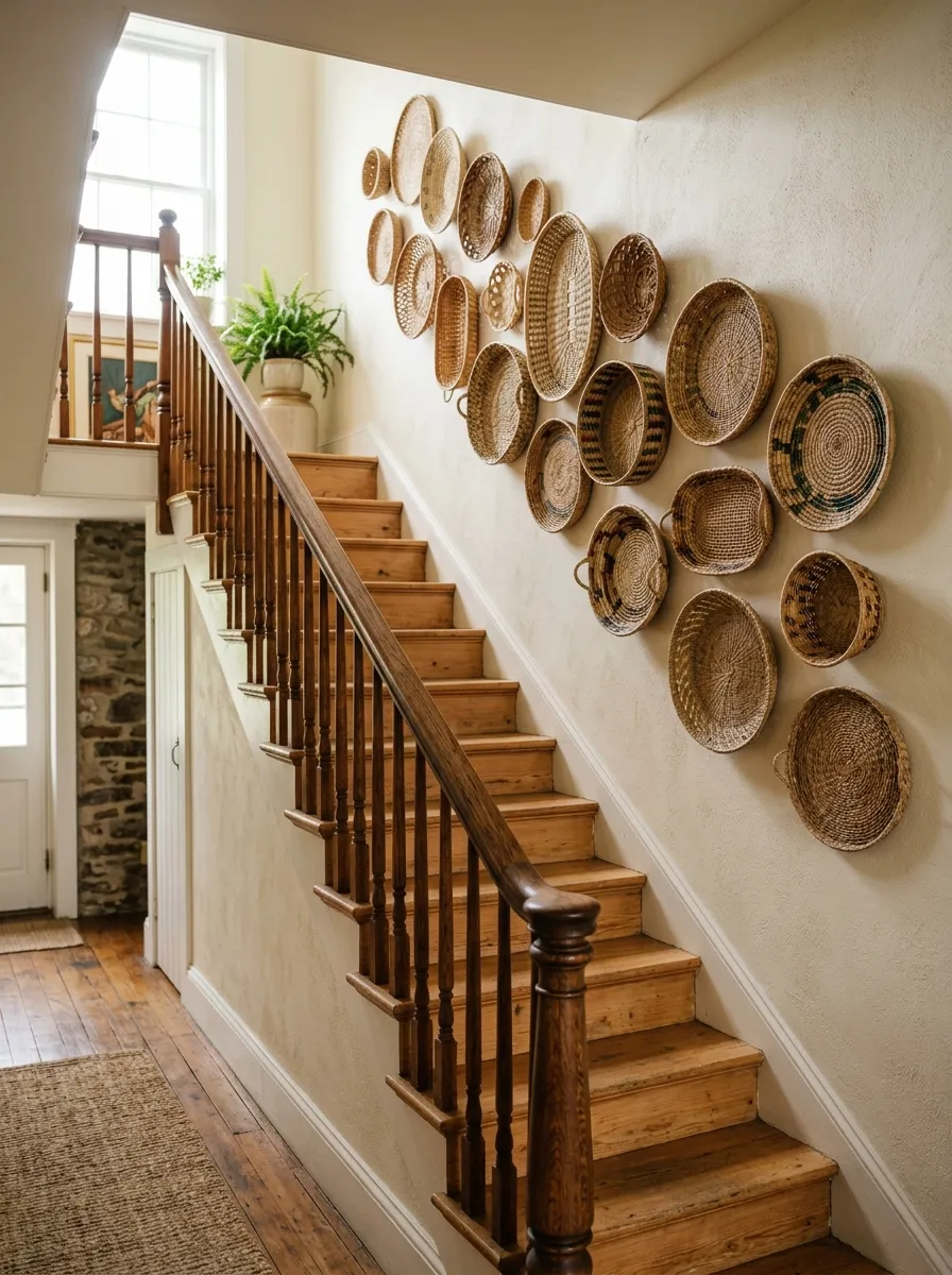 Staircase Basket Wall Display